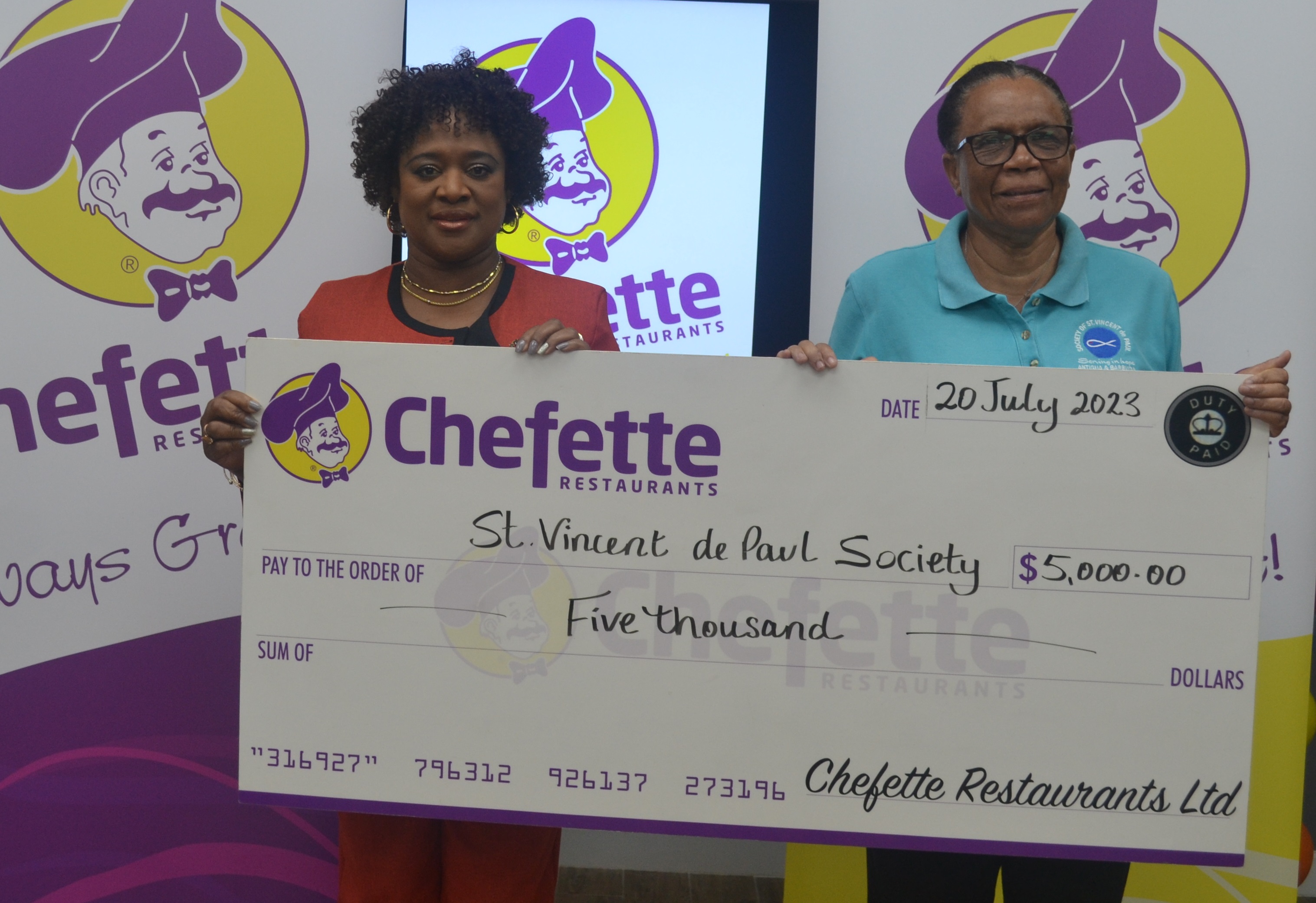 St. Vincent de Paul receives donation from Chefette Restaurants Ltd